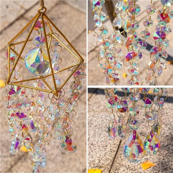 Crystal Suncatchers Hanging Wind Chime Style Garden Suncatcher Rainbow Maker - Picture 4 of 7